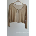 Long Sleeve Opean Pure Color Knit Cardigan for Ladies